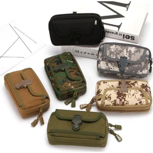Camouflage Black Molle Pouch Tactical Belt Waist Pack Outdoor Wallet Purse Packet for 6.5'' Phone Bag Utility EDC Bag