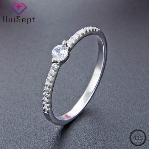 HuiSept Rings 925 Silver Jewelry with Zircon Gemstone Luxury Sterling Finger Ring for Women Wedding Promise Party Gift Wholesale
