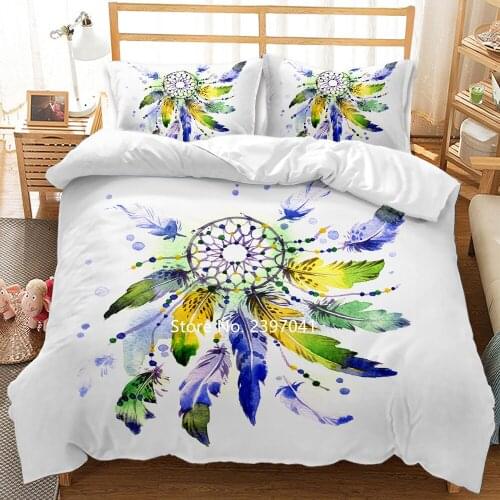 New 2-3 Pieces Dream Catcher Bohemian Bell-print Bedding Set High Quality Ethnic Quilt Cover Pillowcase Home Woven Bedroom Decor
