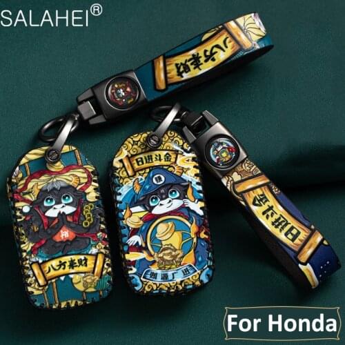Leather Car Key Case Cover For Honda Crv Chr Hrv Fit Jazz Freed Civic Accord Crider Odyssey 2015-2020 2018 Remote Protector