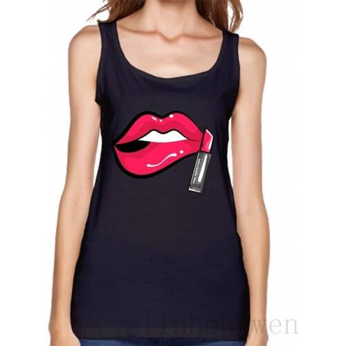 Pink Perfection Lipstick Sexy Lips Tank Top Women Spring Autumn Euro Size S-2xl Tops Tee Designing Outfit Letters Graphic Vest