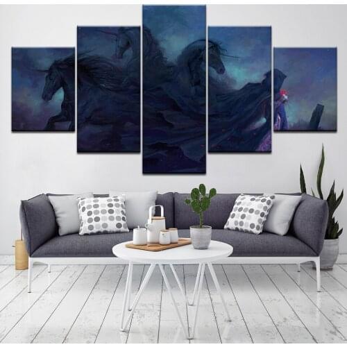 5 Piece Modular Canvas Prints Wall Art Picture Unicorn horse home Decoration Pictures Posters framework abstract Artwork