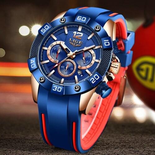 Relogio Masculino LIGE Military Sport Watches Men Top Brand Luxury Silicone Strap Casual Mens Watch Waterproof Quartz WristWatch