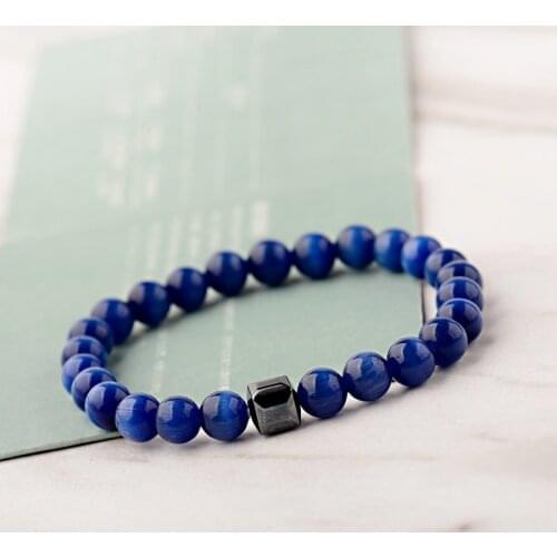 2019 Classic Opal Stone Beaded Bracelet For Men Charm Trendy Cube Hematite Lava Diffuser Bracelets Women Fashion Jewelry