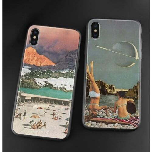 Vintage Art Collages aesthetics retro style For iPhone 6 6s 7 8 Plus X XR XS 11 Pro Max soft silicone Phone case cover shell