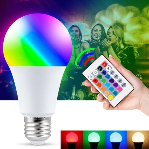 16 Colors Neon Light RGBW LED Bulb E27 Smart Bulb LED Magic Home Lighting AC85-265V LED Lamp with IR Remote Control