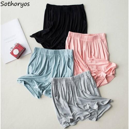 Sleep Bottoms Women Summer Breathable Modal Leisure Homewear Womens Solid Simple Sleepwear Pajama Shorts Thin Running Loose New