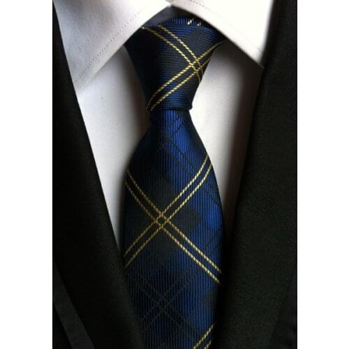 New Design 8cm Men Formal Ties Set with Handkerchief Classic Plaids Gravata Sets