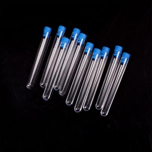 Peerless 10pcs 12*75mm Plastic Transparent Chemistry Test Tubes Rimless With Caps School Lab Supplies