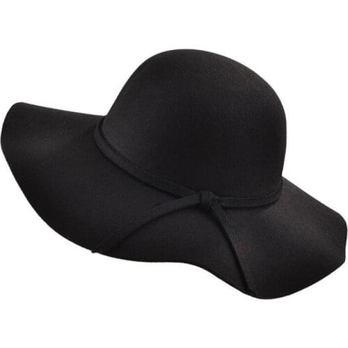 Retro simple Vintage Kids Child Girl Hats Fedora wool Felt Crushable Wide Brim Cloche Floppy Sun Parent-child Beach Cap