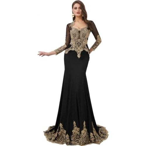 Luxury Satin Square Collar Appliques Mermaid Fishtail Long Evening Dress Prom Gown Robe de soiree Vestido de noche 59323