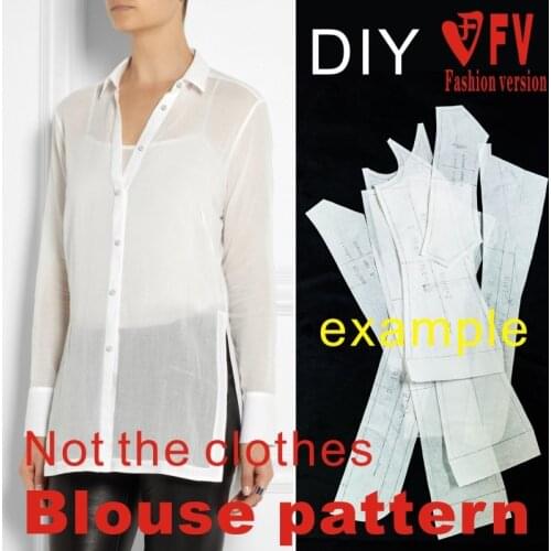 DIY handmade clothing cutting drawings to map custom womens mid-length style shirt 1:1 physical paper pattern BCY-9