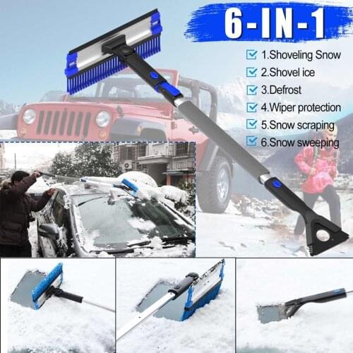 6 IN 1 Car Shoveling Snow Removal Ice Defrost Scraping Snow Sweeping Brush With Wiper Protection For Vehicle Winter Tools Set