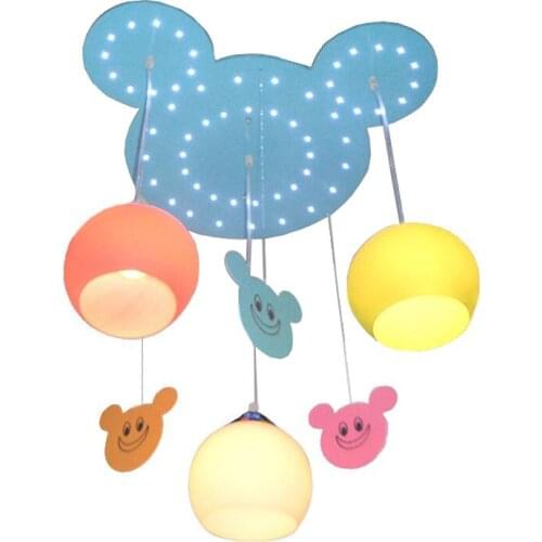 LED Creative Wooden Childrens Room Pendent Lamp Wooden Cute Warm Baby Room Ceiling Lamp LED Bedroom Pendent Lamp