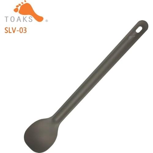 TOAKS 215mm Ultralight Titanium Sandblasted Spoon Long Handle Camping Spoon SLV-03