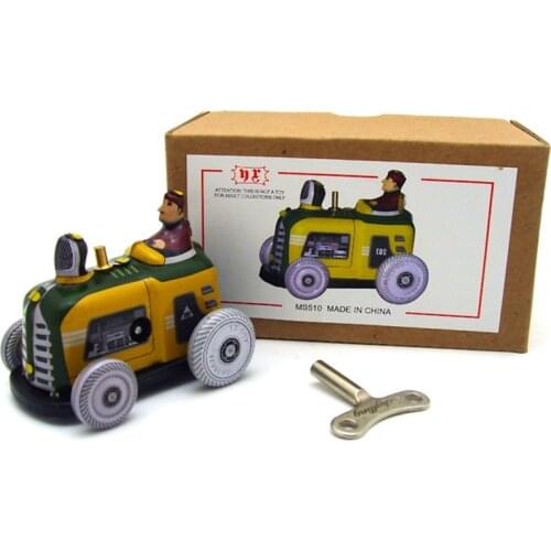 Vintage Retro Wind up tractor Model Clockwork Kids Birthday Gift Decor Adult Car Tin Toy Collectible