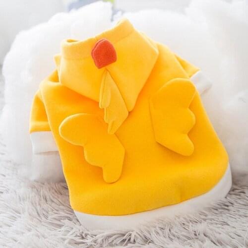 Funny Cartoon Chick Dog Clothes Winter Warm Pet Coat Cute Hoodies Sweatshirt for Small Dogs Chihuahua Pet Clothing XS-3XL 20A