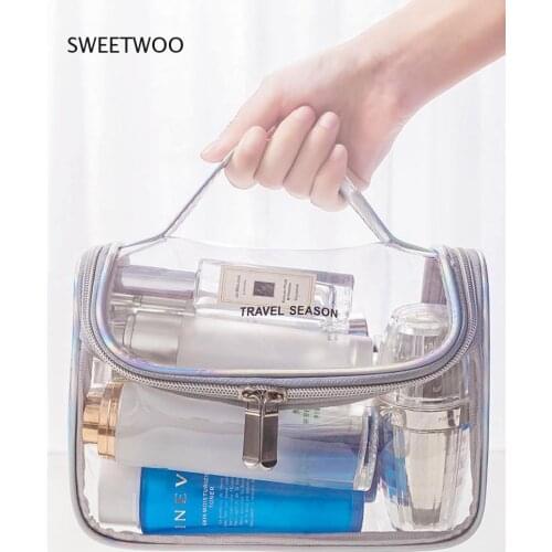 Womens waterproof travel cosmetic bag transparent fashion womens cosmetic bag zipper handbag beauty supplies storage bag water