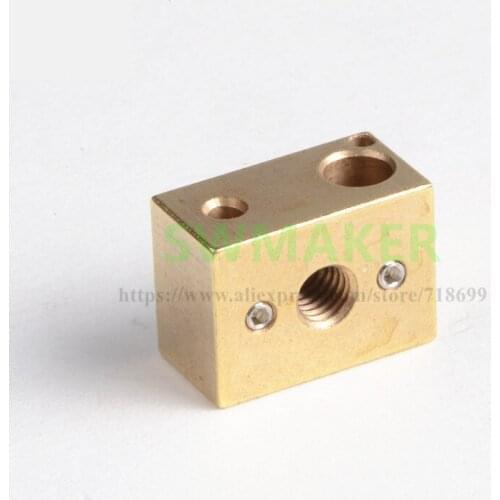 SWMAKER 1pcs V6 hotend brass heating block 22x16x11.5mm PT100 type high temperature heater block for 3D printer parts