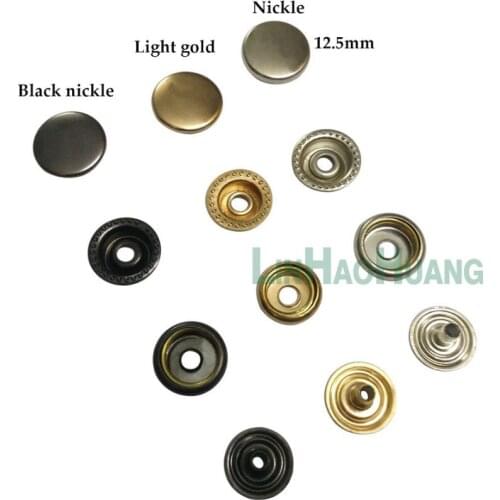 100sets/lot 12.5mm four part brass metal button ring snap press button snap fasteners silver, black nickle ,ligth gold+tools