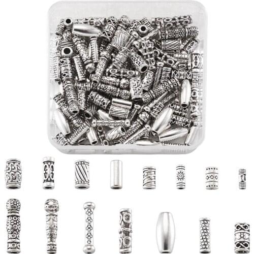 150pcs/box Column Tube Tibetan Style Alloy Beads Bead Spacers for Jewelry Making DIY Bracelet Necklace Accessories Finding