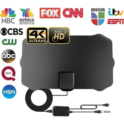 200 Mile Range Flat Indoor 4M TV Signal Digital Antenna Cable HD 1080P 4K Antenna Digital Indoor HDTV Amplifier Signal Booster