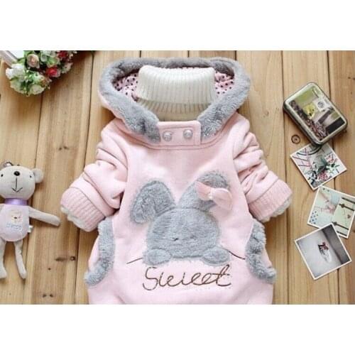 2017 Childrens clothing Hoodies Sweatshirt kid Cartoon Rabbit Outerwear Girl fashion clothes Winter Coat Sweater jackets