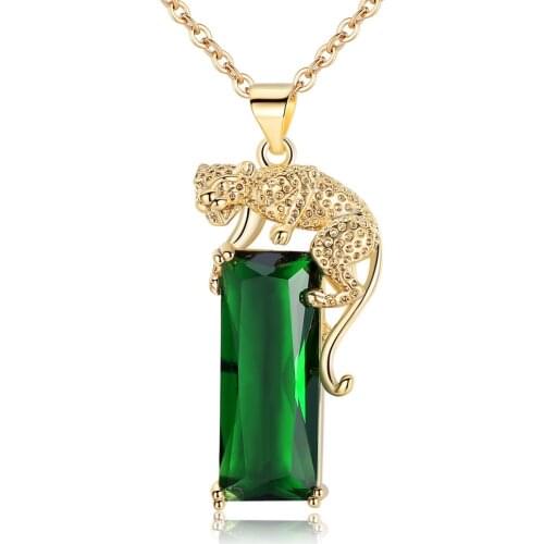 2021 Emerald Pendant Leopard Set With Gems Tourmaline Necklace Personality Fashion Wedding Banquet Party Valentines Day Gifts