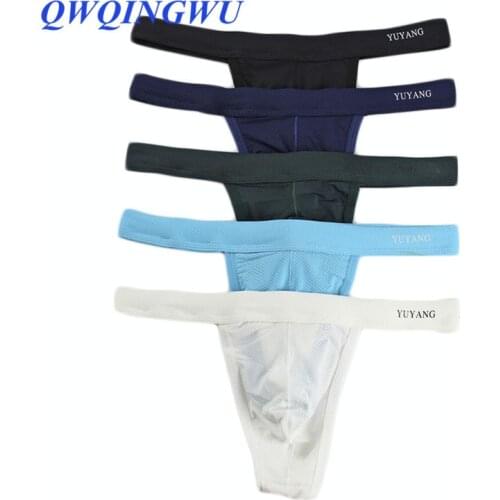 5PCS Mens Sexy Briefs Nylon Gay Underwear Exposed Buttocks Underwear Thong Comfortable Jockstrap T Back Breathable Briefs Tanga