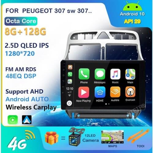 K5 pro 6G+128G Carplay Android 10 For PEUGEOT 307 sw 307 2002 - 2013 Car Radio Multimedia Video Player Navigation GPS 2 din dvd