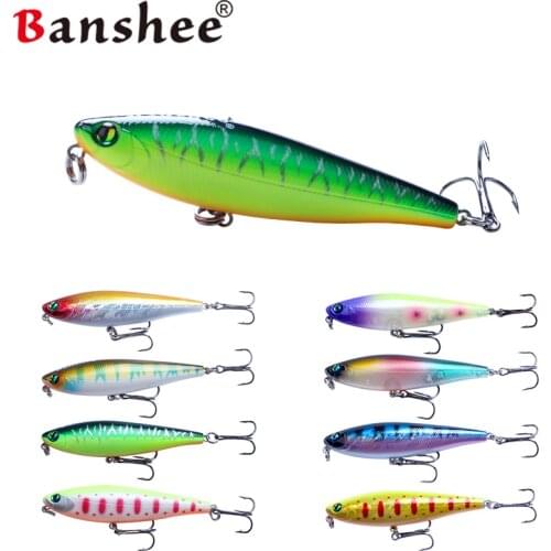 Banshee New Topwater Pencil Fishing Lure Tuna Gt Wobblers For Perch Pike Minnow Artificial Bait 3X-Strength Hook Walk The Dog 7g
