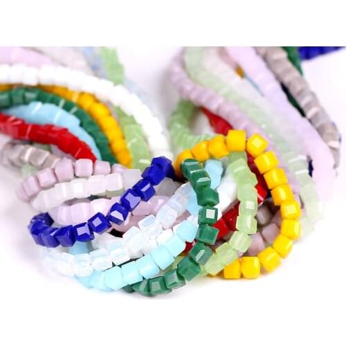 Czech Square Crystal Spacer Beads Yellow 2/3MM Faceted Glass Cube Loose Beads For Needlework Accessories Jewelry