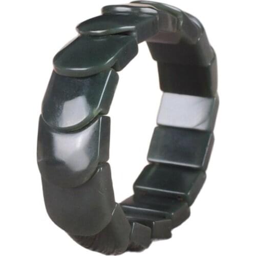Xinjiang Hetian Jade Blue Jade Bracelet Hollow Bracelet Elastic force bangle