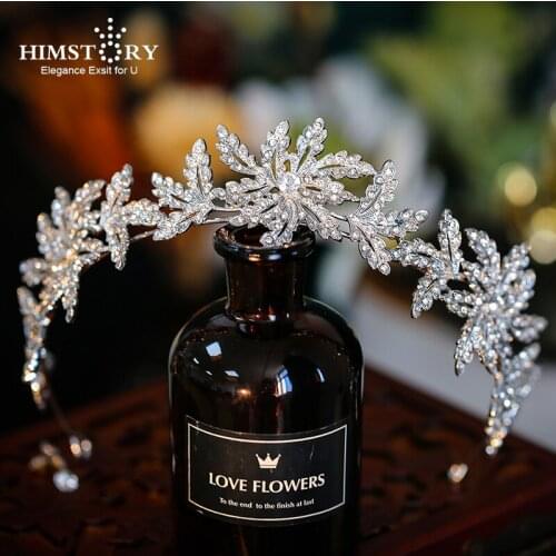 Himstory Korean Princess Tiaras Cown Retro Sweet Rhinestone Flower Hair Accessories Wedding Banquet Hair Jewelry