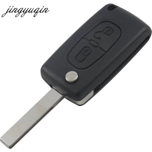 Jingyuqin 10pcs HCA Blade Flip Remote Key Shell 2 Button FOR Peugeot 307 408 308 3008 Citroen C2 C5 C6 C8 Xsara Picasso Fob Case