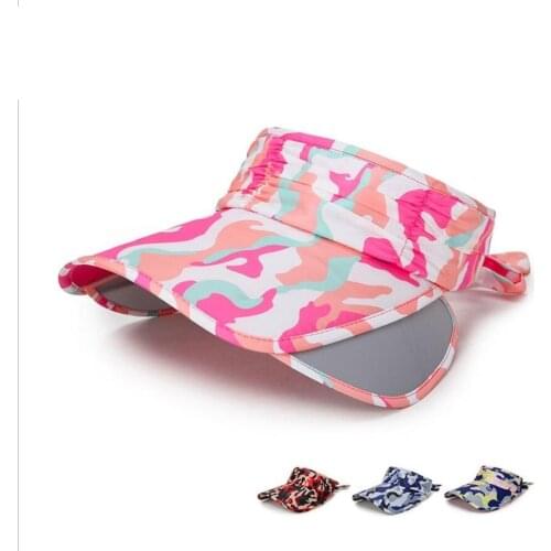 Summer Women Sun Protecter Visor Beach Empty Hat Panama Ladies Adjustable Bohemia Floral Topless Cap Fast Dry