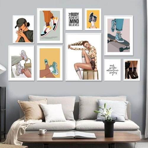 Fashion Girl High Heels Shoes Package Wall Art Canvas Painting Nordic Posters And Prints Wall Picture For Living Room Shop Decor