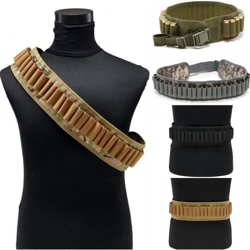 CQC Outdoor Tactical 30 Rounds 12 Gauge Ammo Holder Cartridge Shoulder Belt Military Airsoft Hunting Shell Bandolier Waist Belt