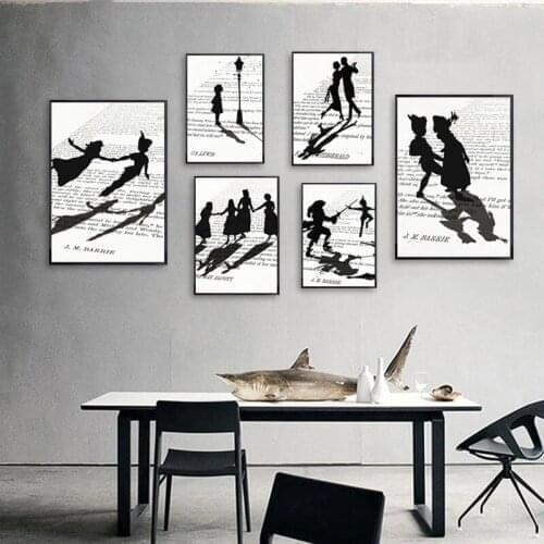 Nordic Abstract Wall Art Poster Prints Black White Shadow On the Book Canvas Painting Modern Minimalist Living Room Home Decor