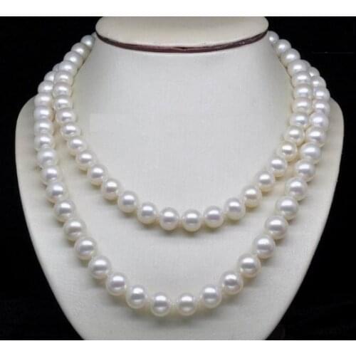 Genuine Freshwater cultured 8-9mm white pearl necklace 36 INCH