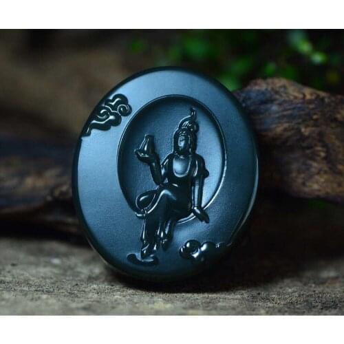 Natural Xinjiang Hetian Jade Green Level 1 Fine Material Guanyin Pendant hp355