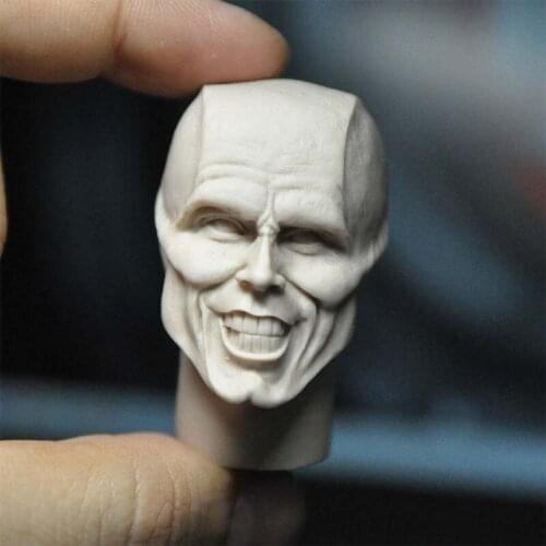 Unpainted 1/6 Masked Jim Carrey Head Sculpture Carving Model Fit 12 inch Male Soldier Action Figure Body