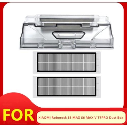 Dust Box Parts for Xiaomi Vacuum Cleaner Roborock S5 MAX S6 MaxV S6 PURE T7 PRO Robot Dustbin with filter Accessroies