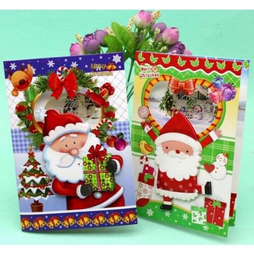 12 Pcs/lot Cute Santa Claus Greeting Cards Postcard Creative Christmas Music Card Birthday Card Gift Cards Free Shipping