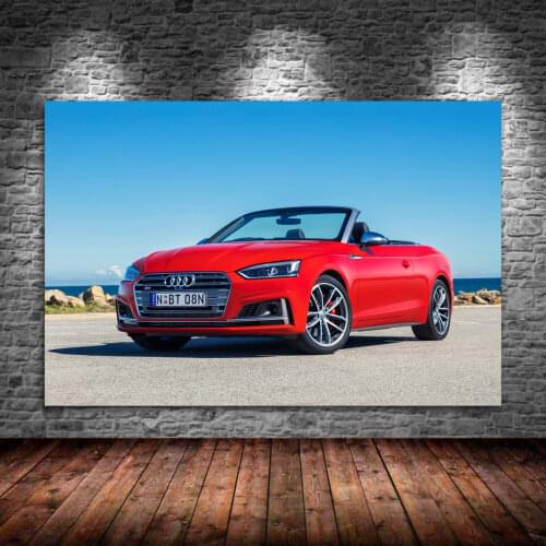 Supercar Posters Red Car Audis S5 cabriolet Sport Car Vehicle Canvas Printed Wall Art Modern Painting Home Decoration