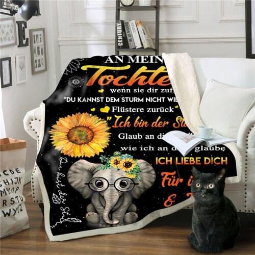 Sunflowers with words Pattern 3D Printed Plush Blanket for Beds Letters Warm Soft Bedspread Sherpa Fleece Throw Blankets