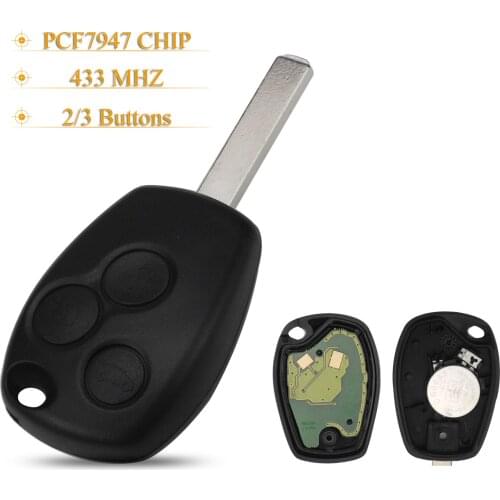 Kutery 2/3 Buttons Remote Control Car Key 433MHz PCF7947 Chip For Renault /Kangoo II /Clio III Duster Modus Twingo DACIA Logan