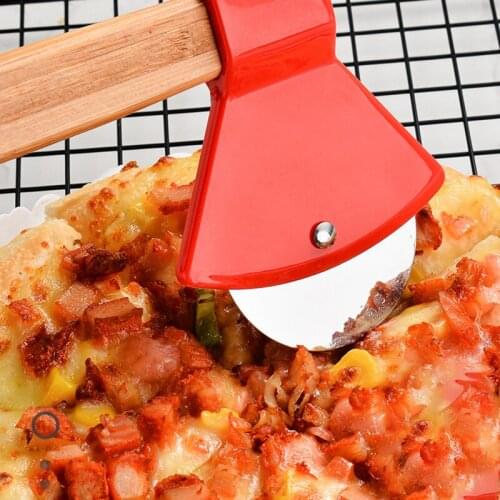 Pizza Cutter Bamboo Handle Pizza Cutter Plastic Cake Maker Baking Gadgets Kitchen Tools GQ
