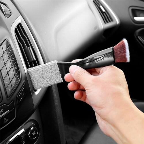 Car Air Conditioning Outlet Brush Panel Gap Dust Collector Double-Sided Cleaning Brush Car Dashboard Soft Hair Cleaning Brush