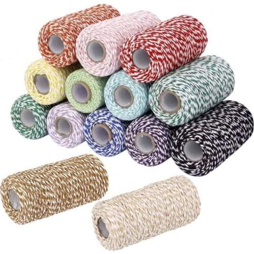 100m/Roll 2Ply Cotton Bakers Twine String DIY Handmade Colored-twisted Cord Gift Box Decoration Craft Rope